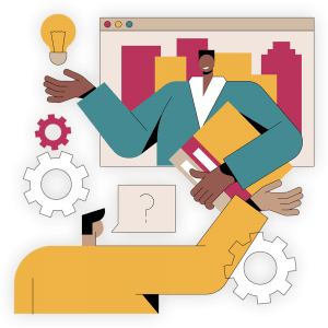 colourful illustration of consultant offering clarity